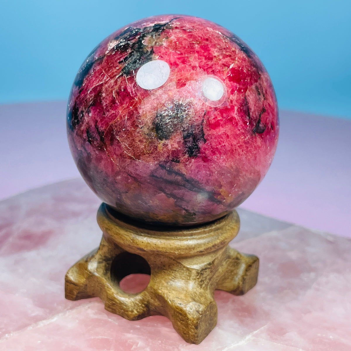 High Grade Rhodonite + Quartz Medium Sphere