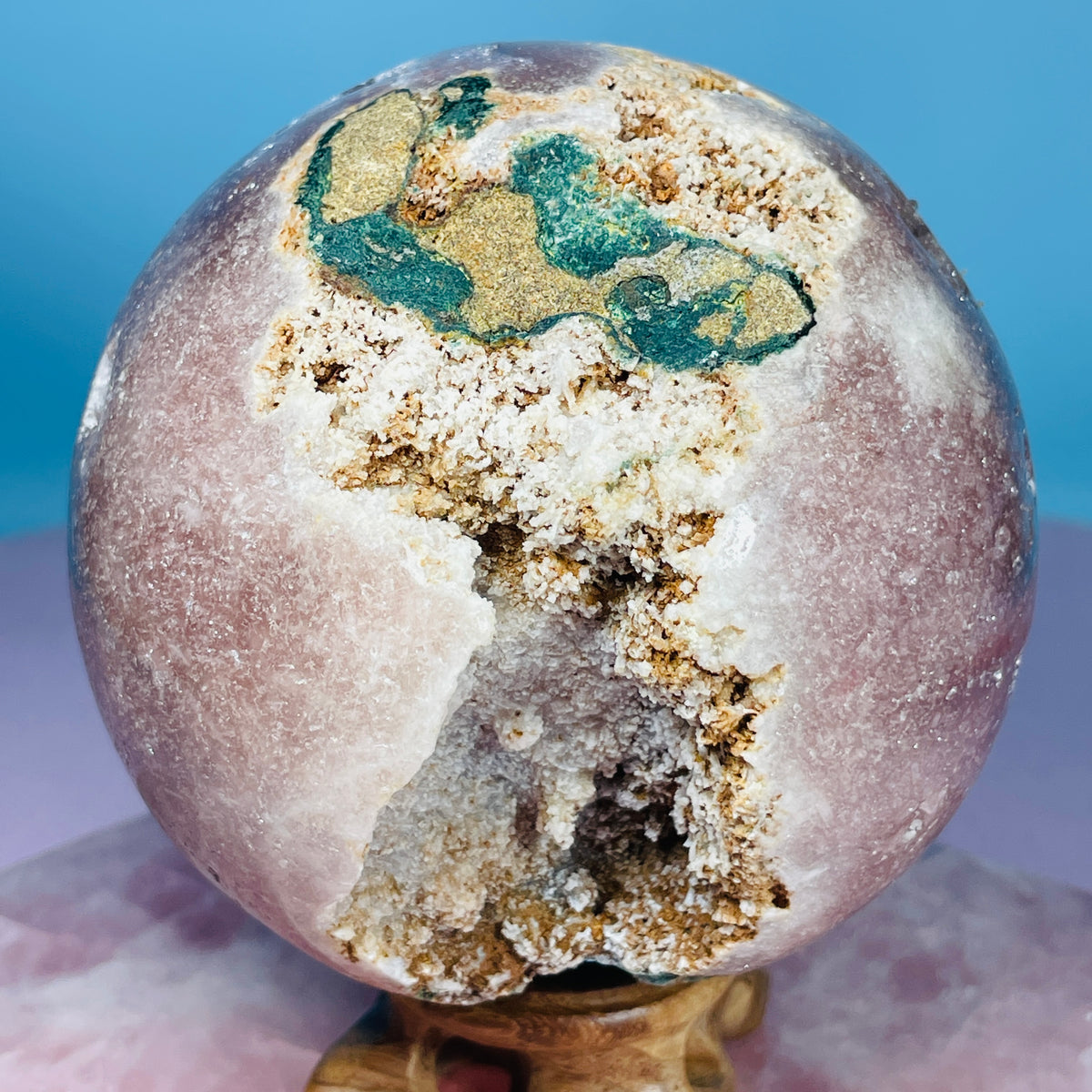 Druzy Pink Amethyst + Quartz XL Sphere