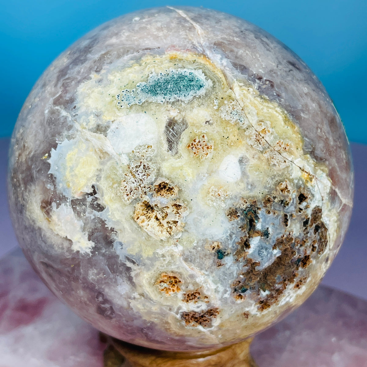 Druzy Pink Amethyst + Quartz Large Sphere