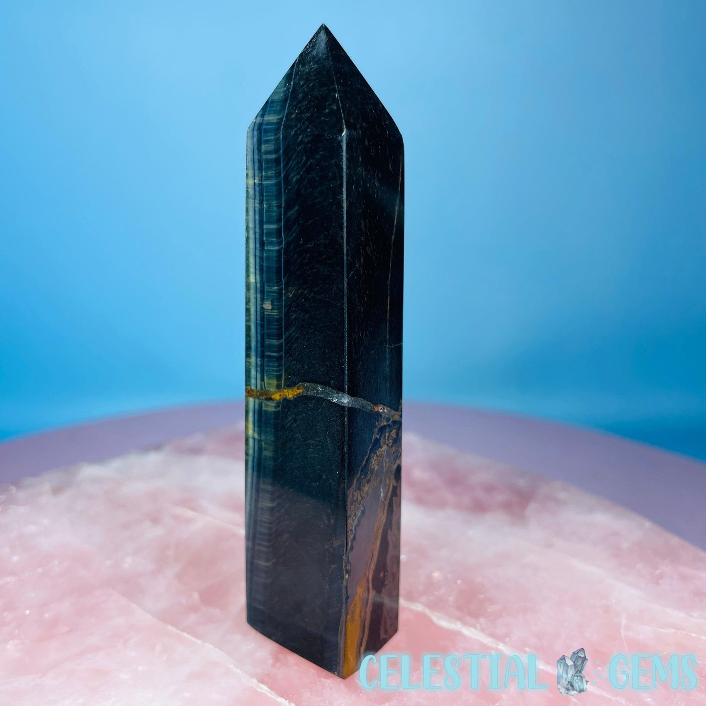 Blue Tigers Eye Obelisk Small Tower (Video)