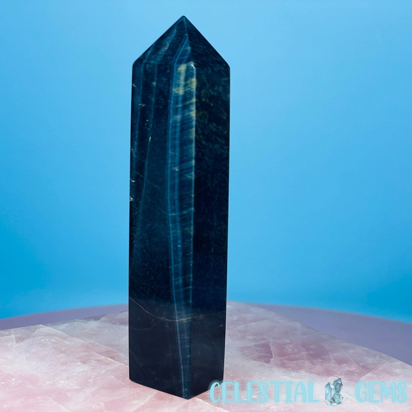 Blue Tigers Eye Obelisk Small Tower (Video)
