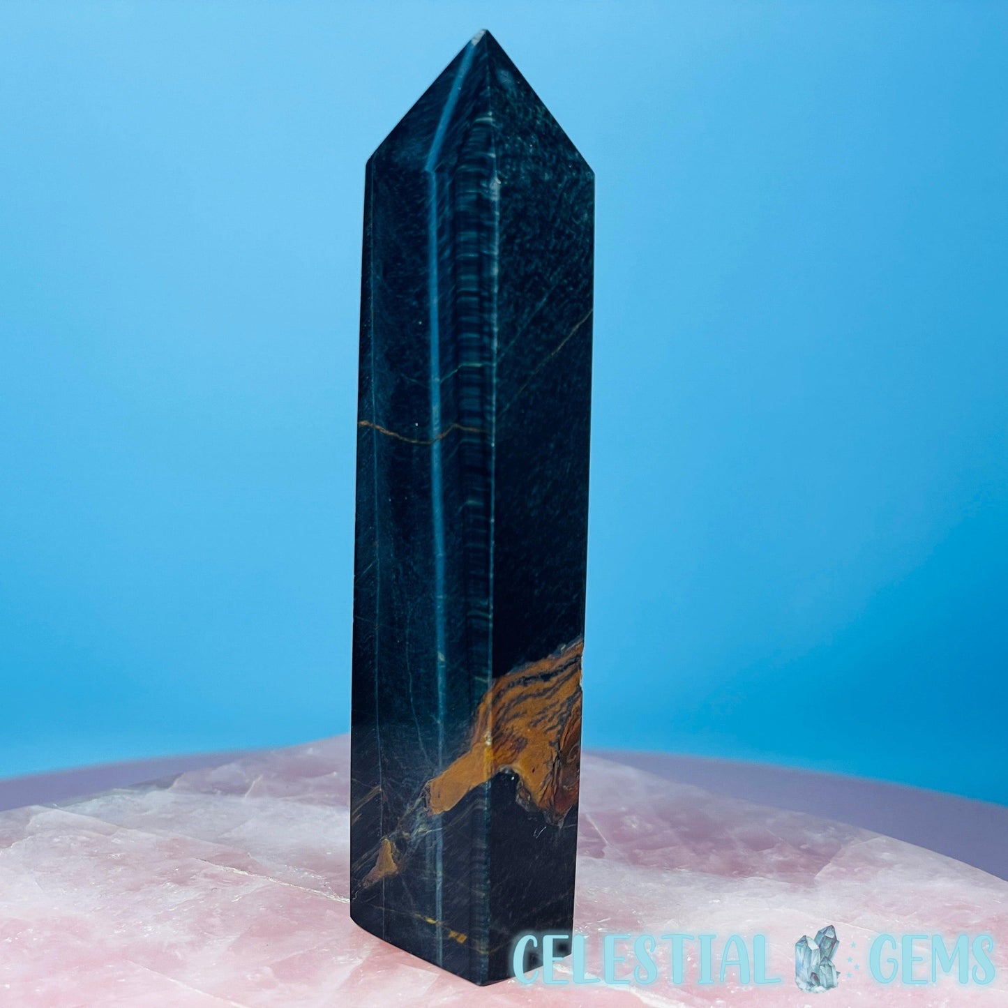 Blue Tigers Eye Obelisk Small Tower (Video)