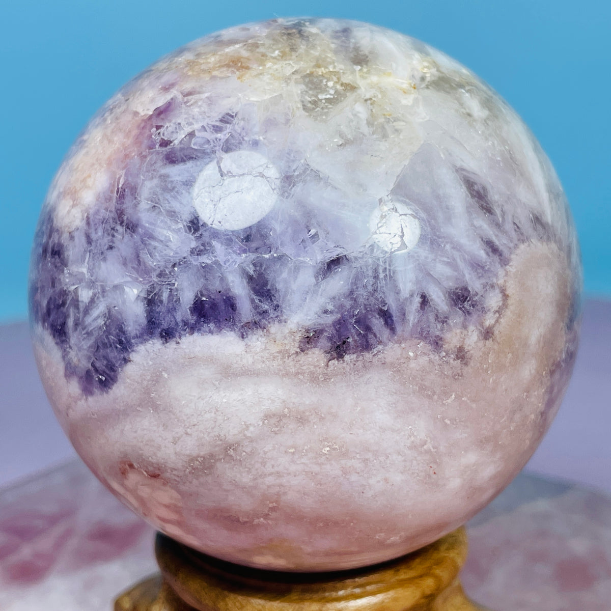 Amethyst + Flower Agate Large Sphere