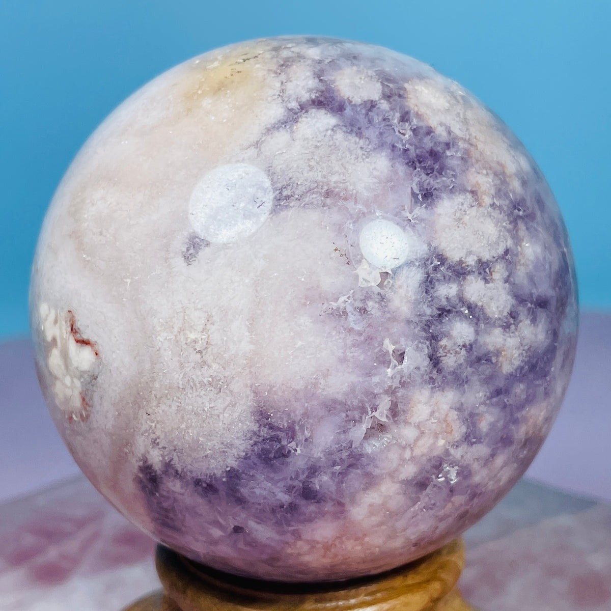 Amethyst + Flower Agate Large Sphere