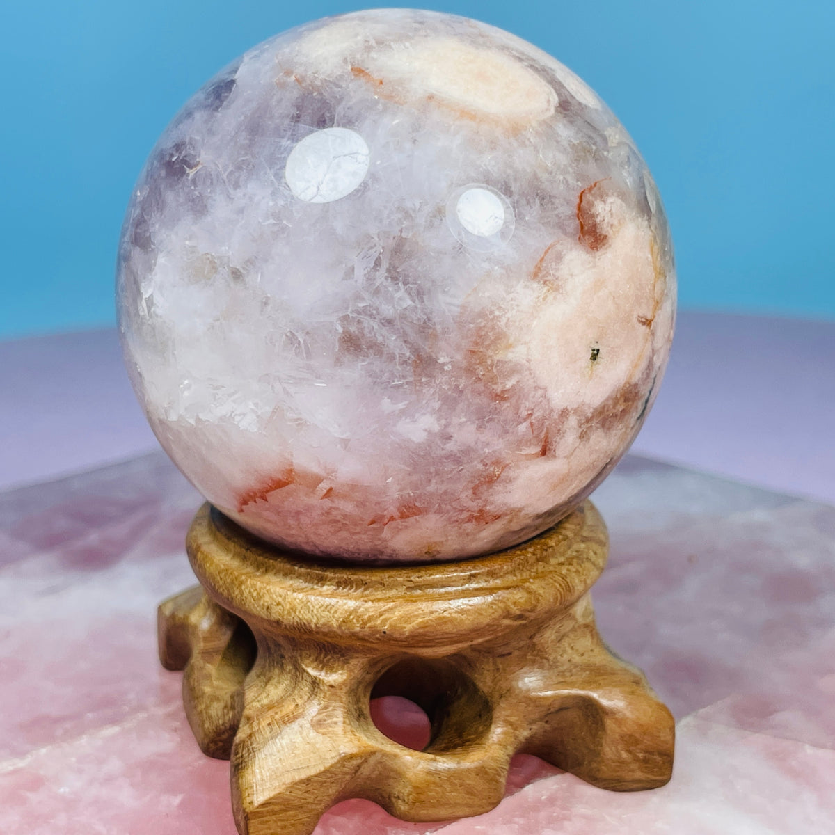 Amethyst + Flower Agate Medium Sphere