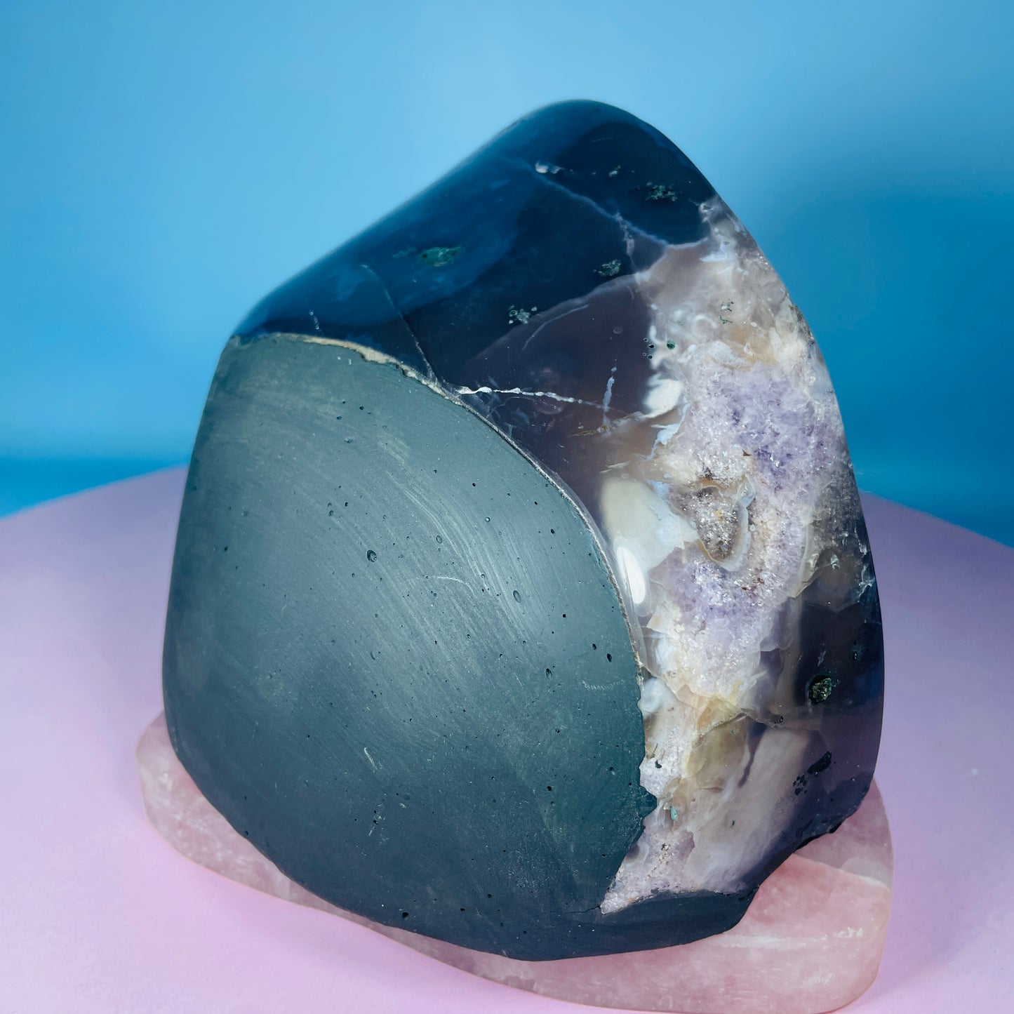 Amethyst Cluster Fully-Polished Geode Small Cave (Video)