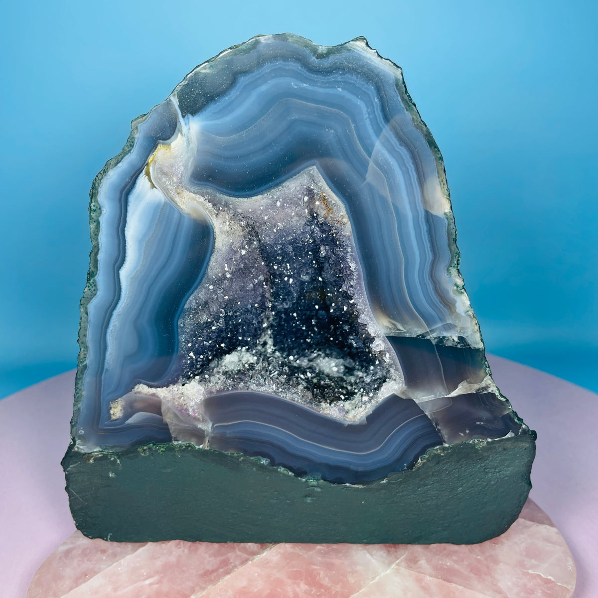 Amethyst + Agate Cluster Geode Small Cave (Video)