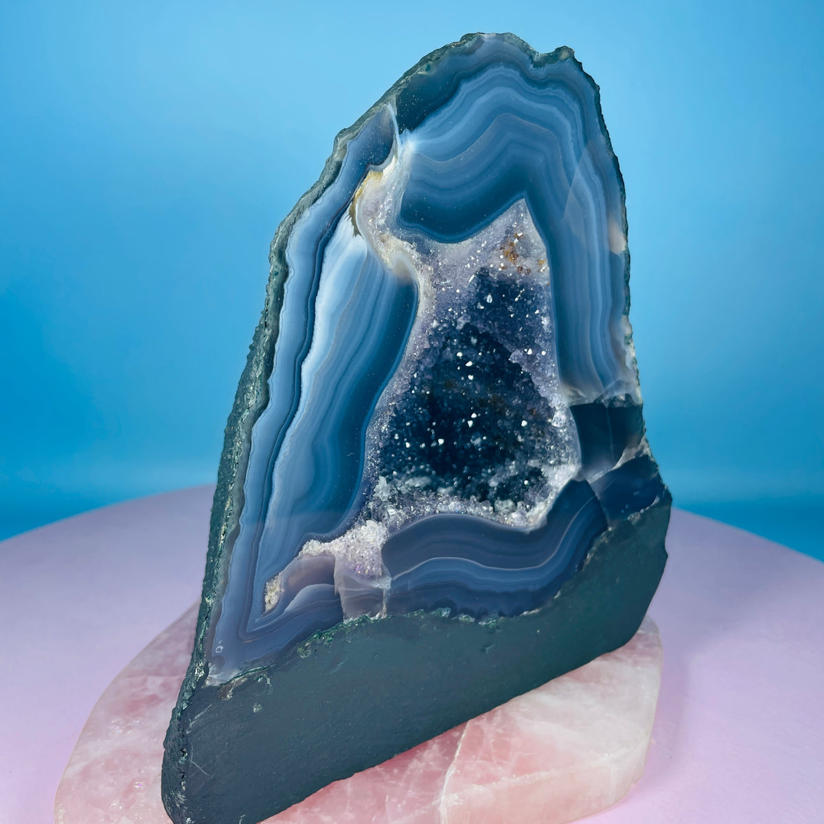 Amethyst + Agate Cluster Geode Small Cave (Video)