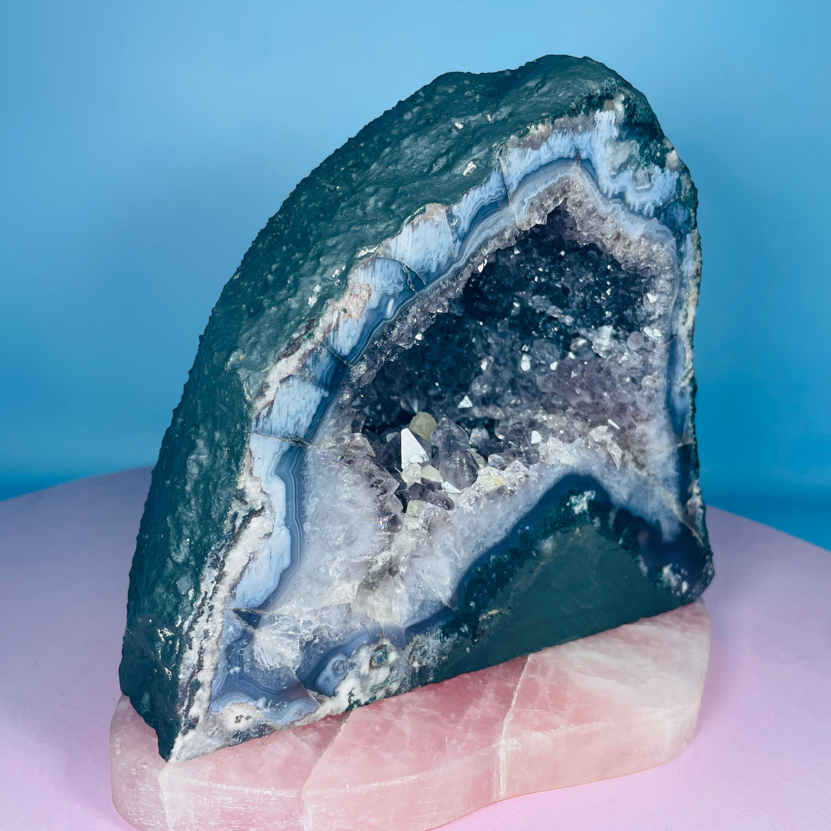 Amethyst + Agate Cluster Geode Small Cave (Video)
