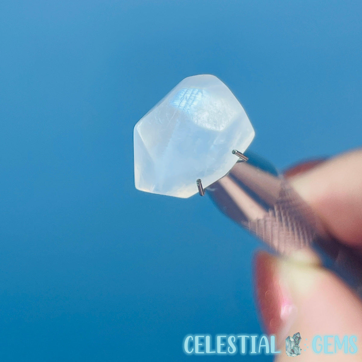 Moonstone (Plagioclase) Faceted Mini Gemstone in Specimen Pottle (Video)