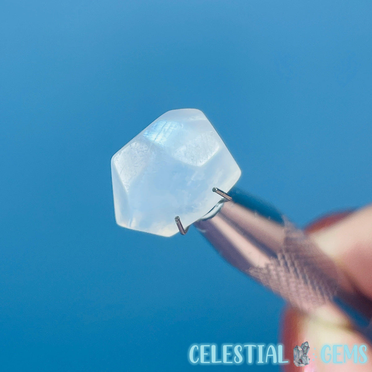 Moonstone (Plagioclase) Faceted Mini Gemstone in Specimen Pottle (Video)