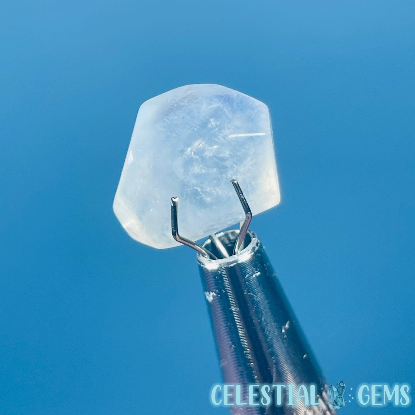 Moonstone (Plagioclase) Faceted Mini Gemstone in Specimen Pottle (Video)