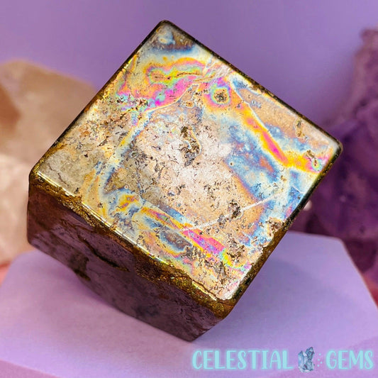 Chalcopyrite Solid Cube Floating Medium Carving