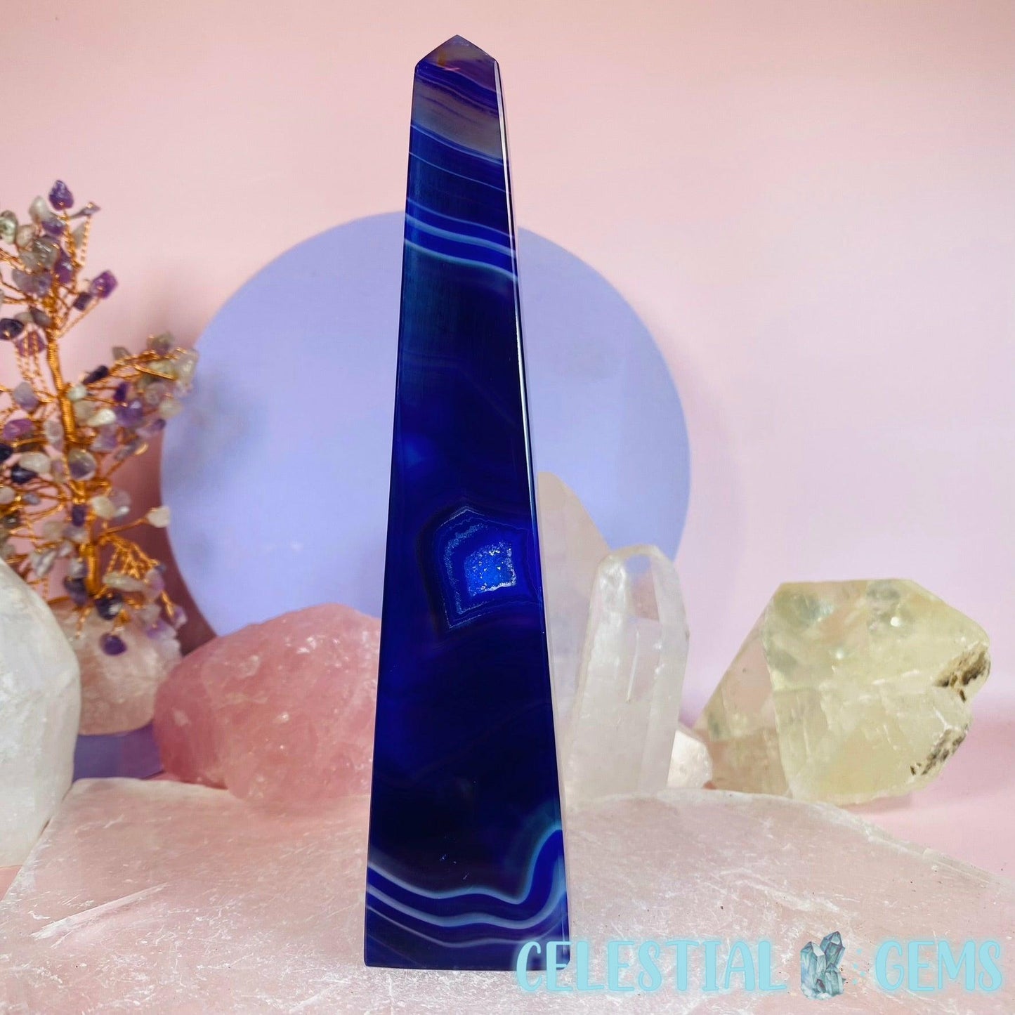 Dyed Purple Agate Obelisk Large Tower