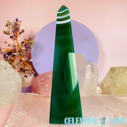 Dyed Green Agate Obelisk Medium Tower
