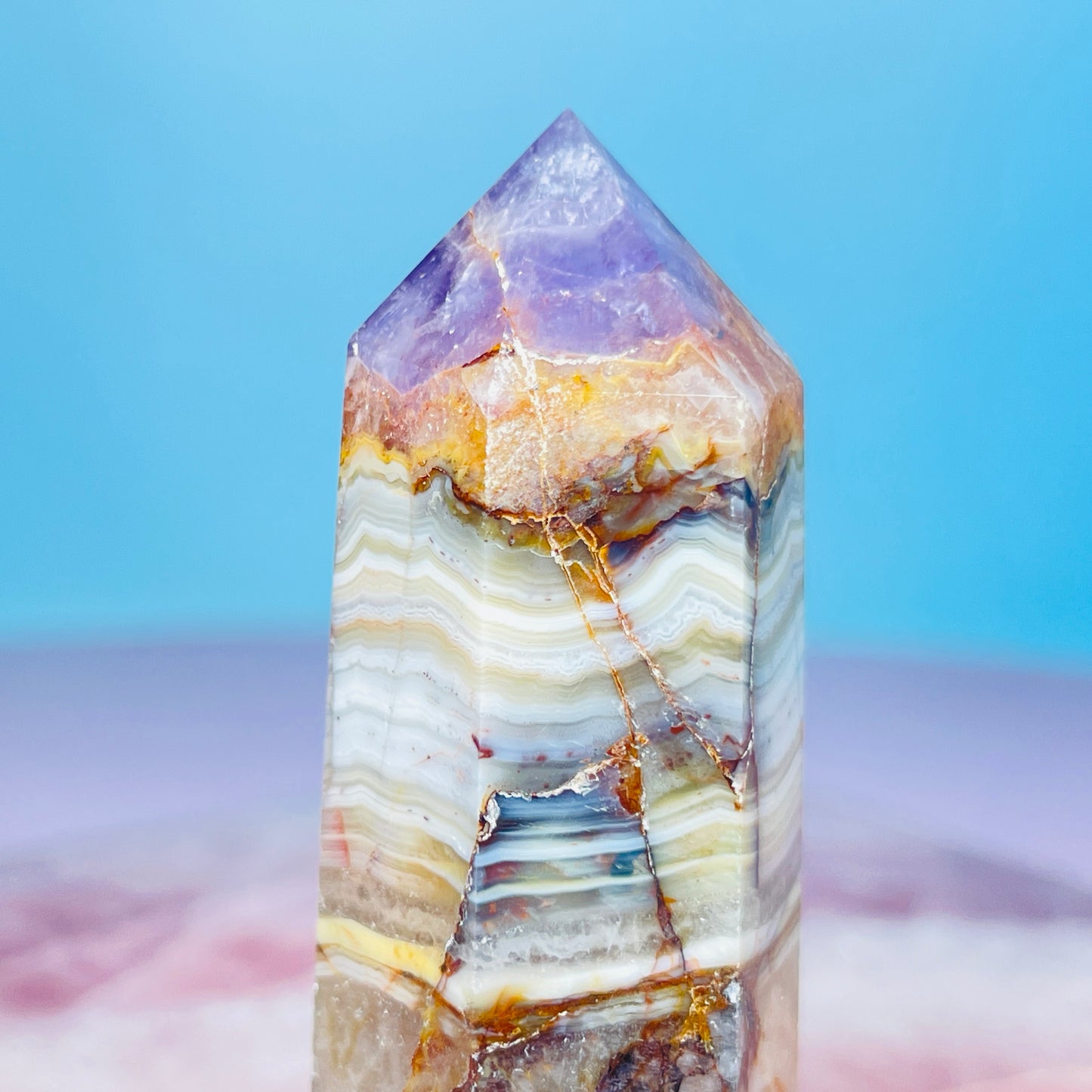 Amethyst + Crazy Lace Agate Small Tower