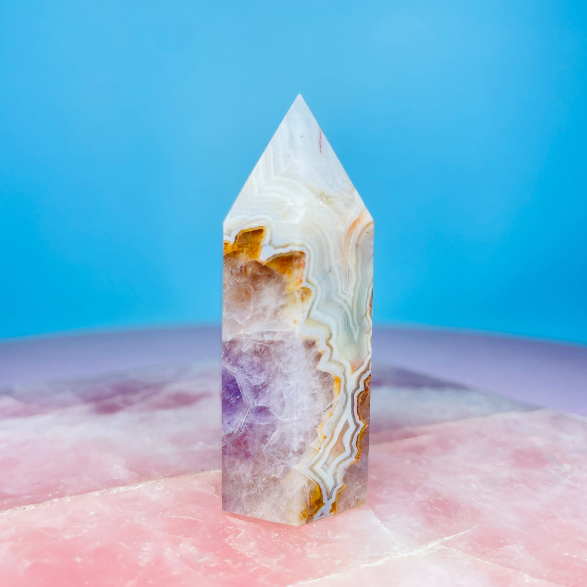 Amethyst + Crazy Lace Agate Small Tower