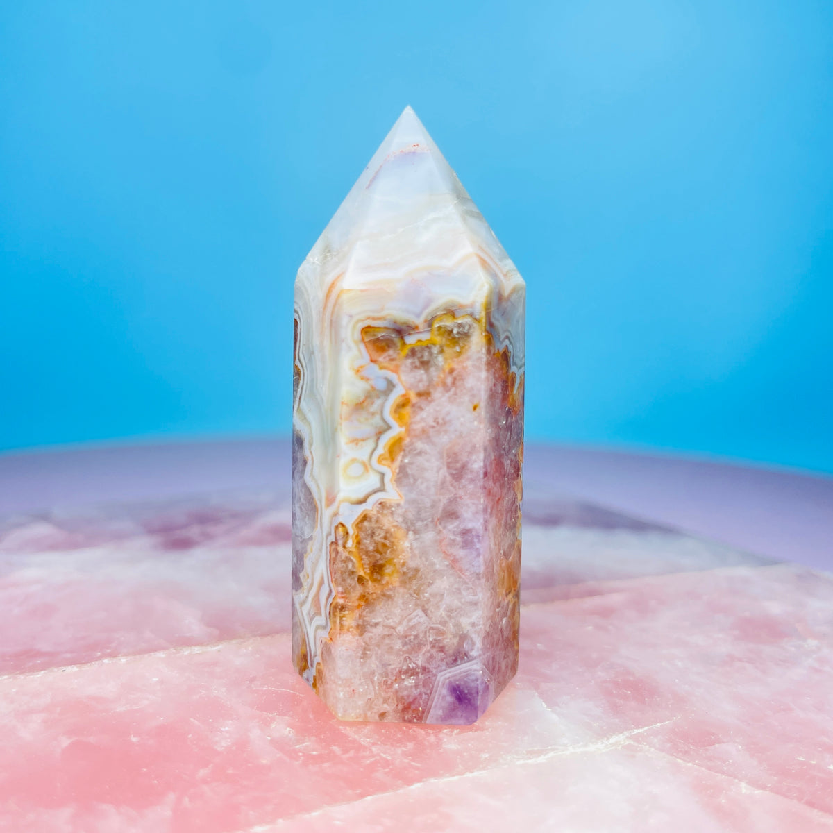 Amethyst + Crazy Lace Agate Small Tower