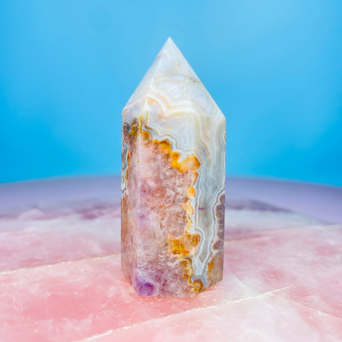 Amethyst + Crazy Lace Agate Small Tower