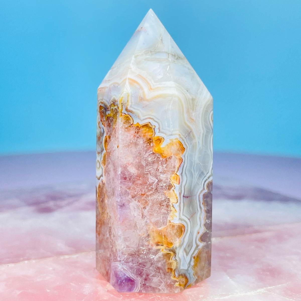 Amethyst + Crazy Lace Agate Small Tower