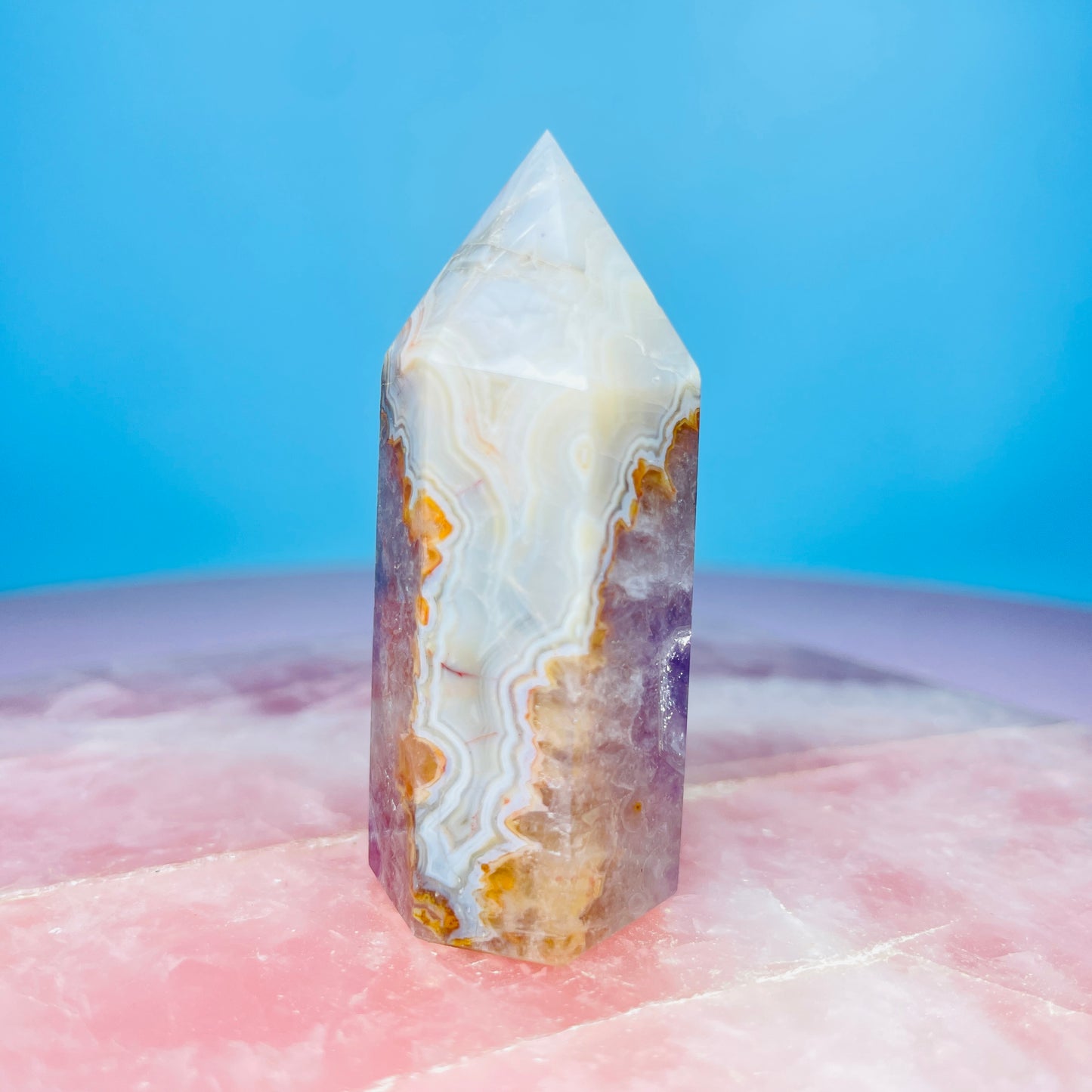 Amethyst + Crazy Lace Agate Small Tower