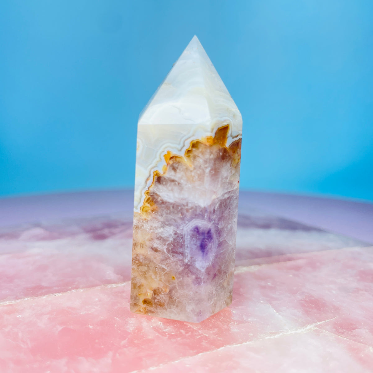 Amethyst + Crazy Lace Agate Small Tower