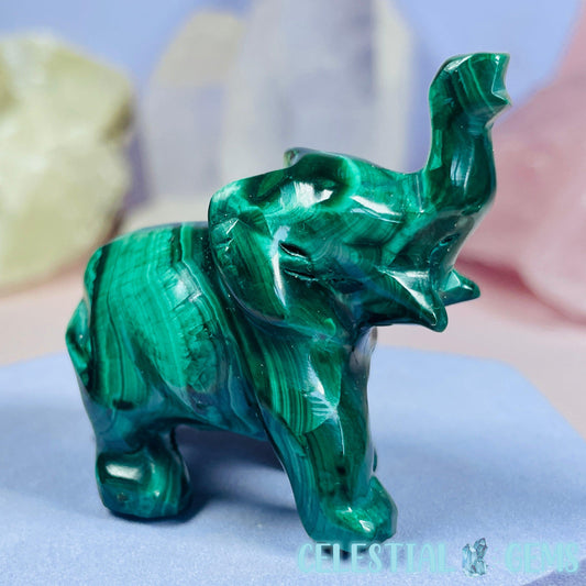 Malachite Elephant Small Carving A