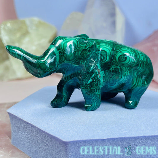 Malachite Elephant Small Carving C