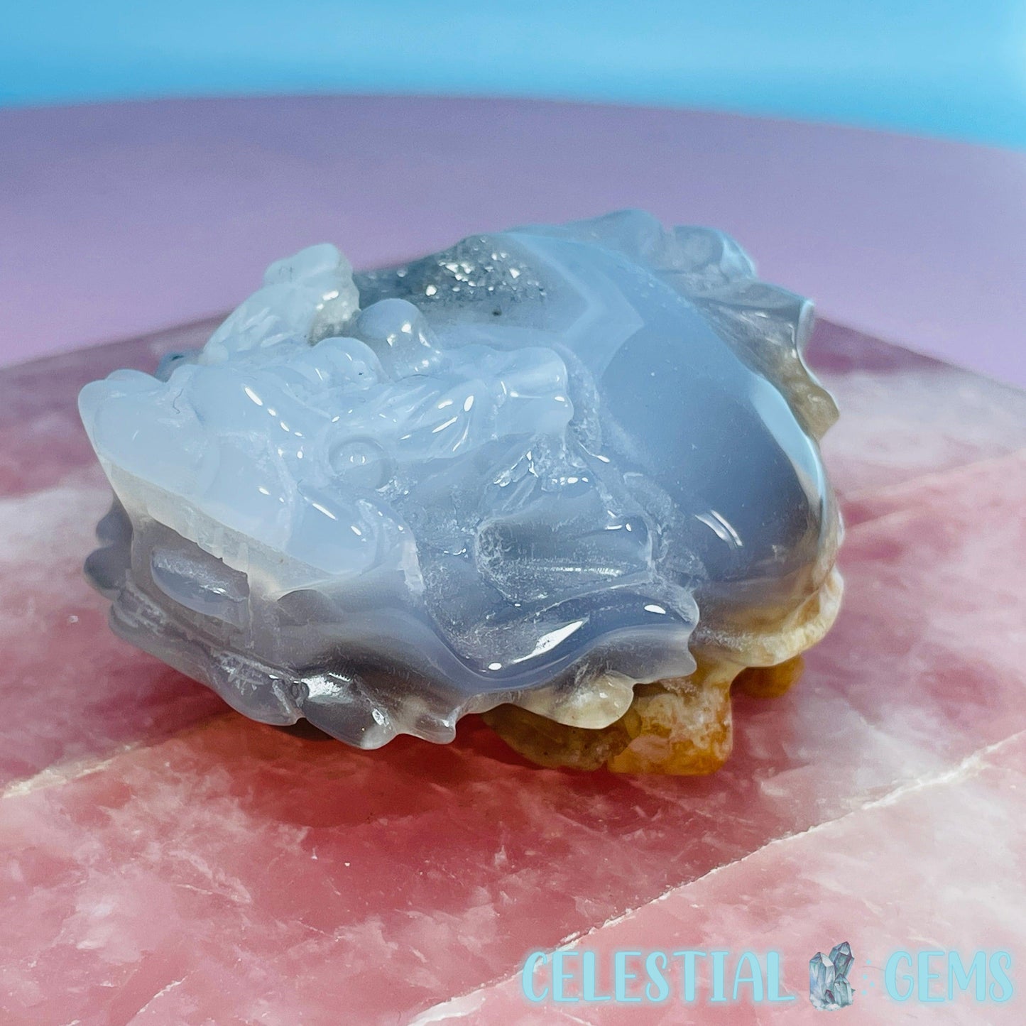 Druzy Agate 'Pixiu' Dragon Frog Carving