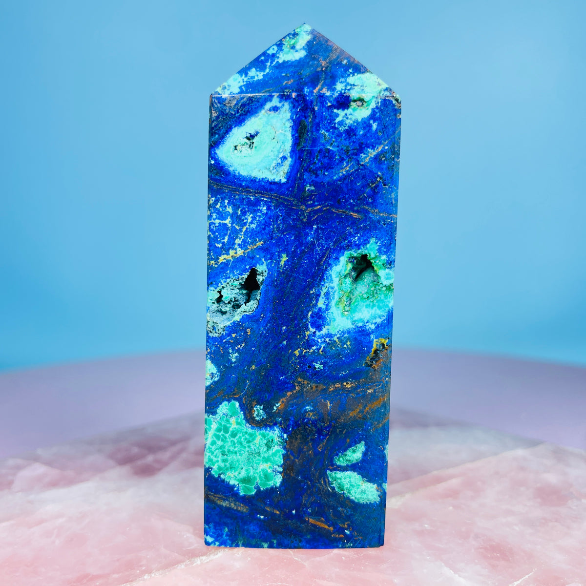 Azurite + Malachite + Chrysocolla Obelisk Medium Tower
