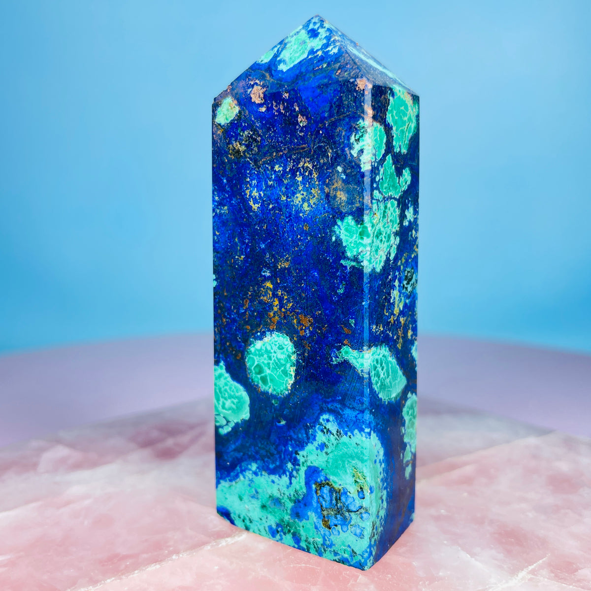 Azurite + Malachite + Chrysocolla Obelisk Medium Tower