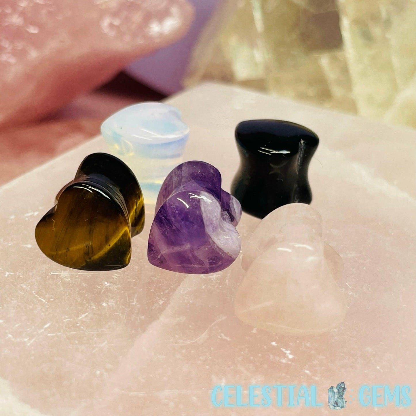 Crystal Stretcher Heart Ear-Plug Earring 11mm Gauge