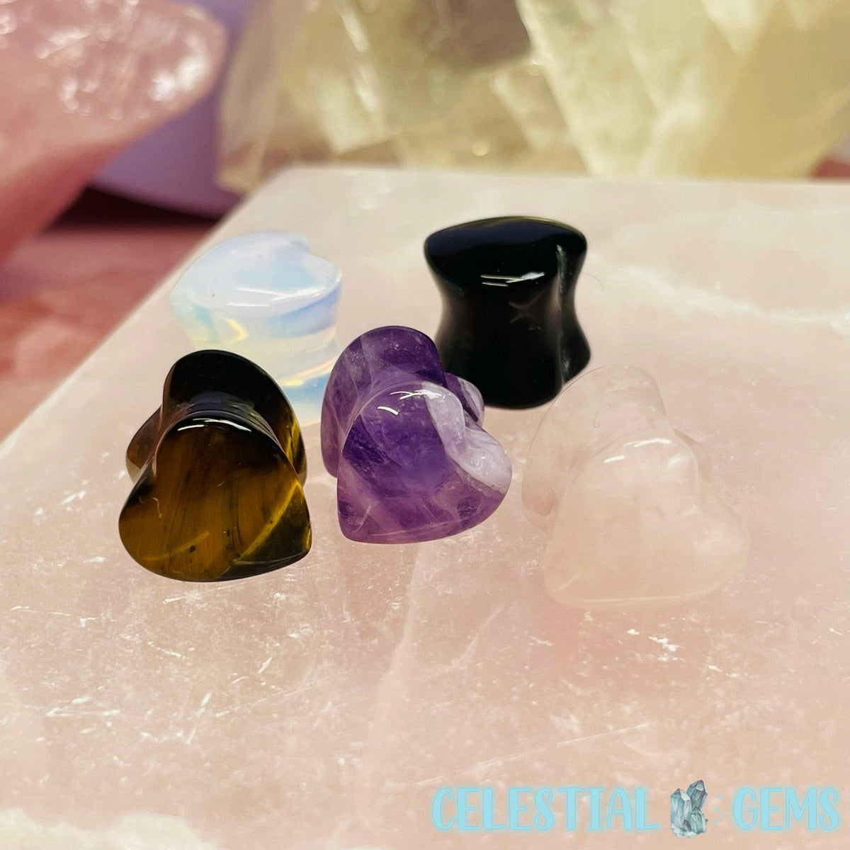 Crystal Stretcher Heart Ear-Plug Earring 11mm Gauge