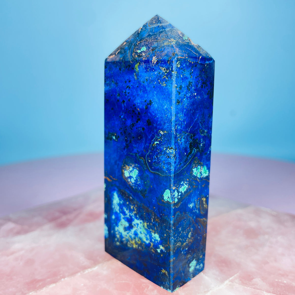 Azurite + Malachite + Chrysocolla Obelisk Medium Tower