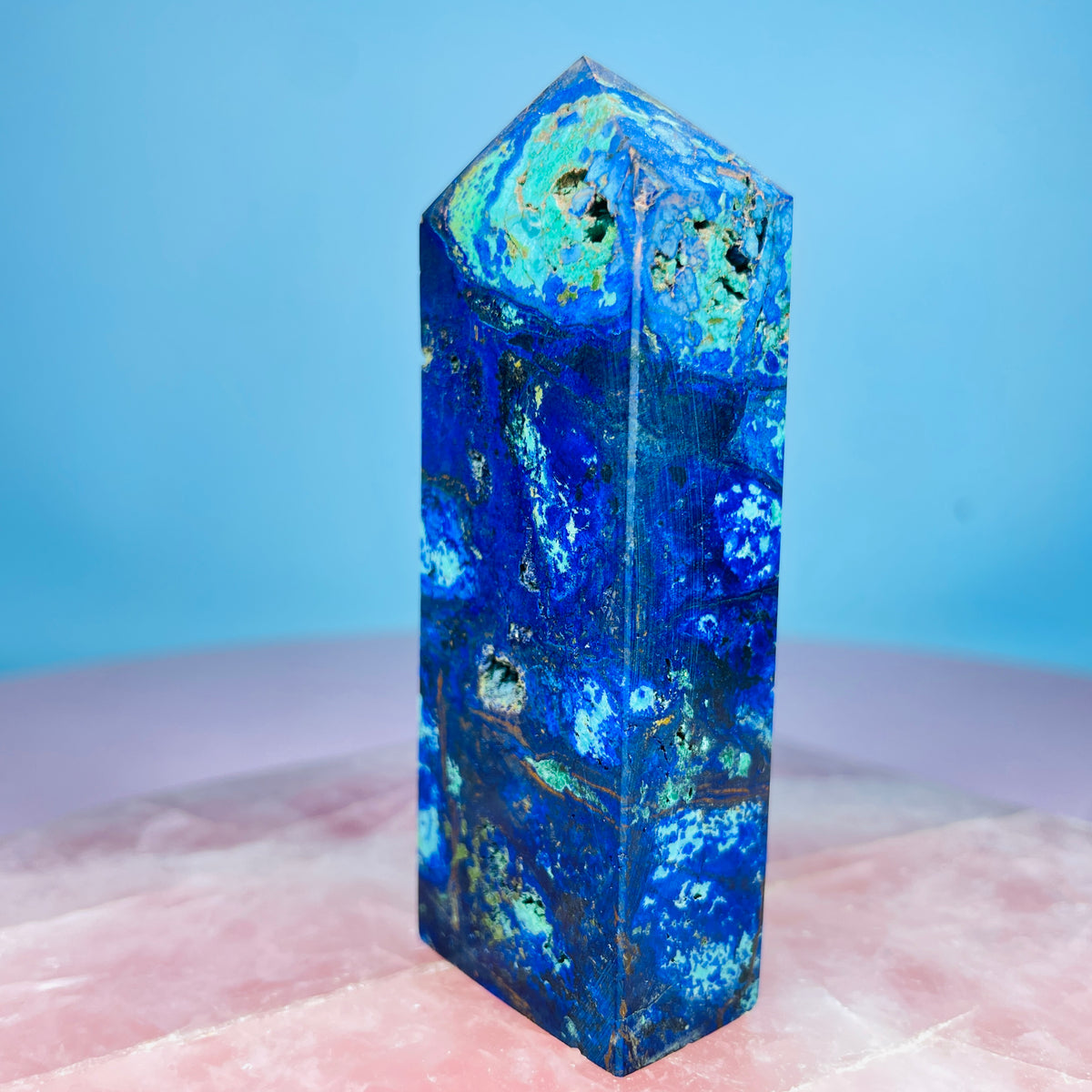 Azurite + Malachite + Chrysocolla Obelisk Medium Tower