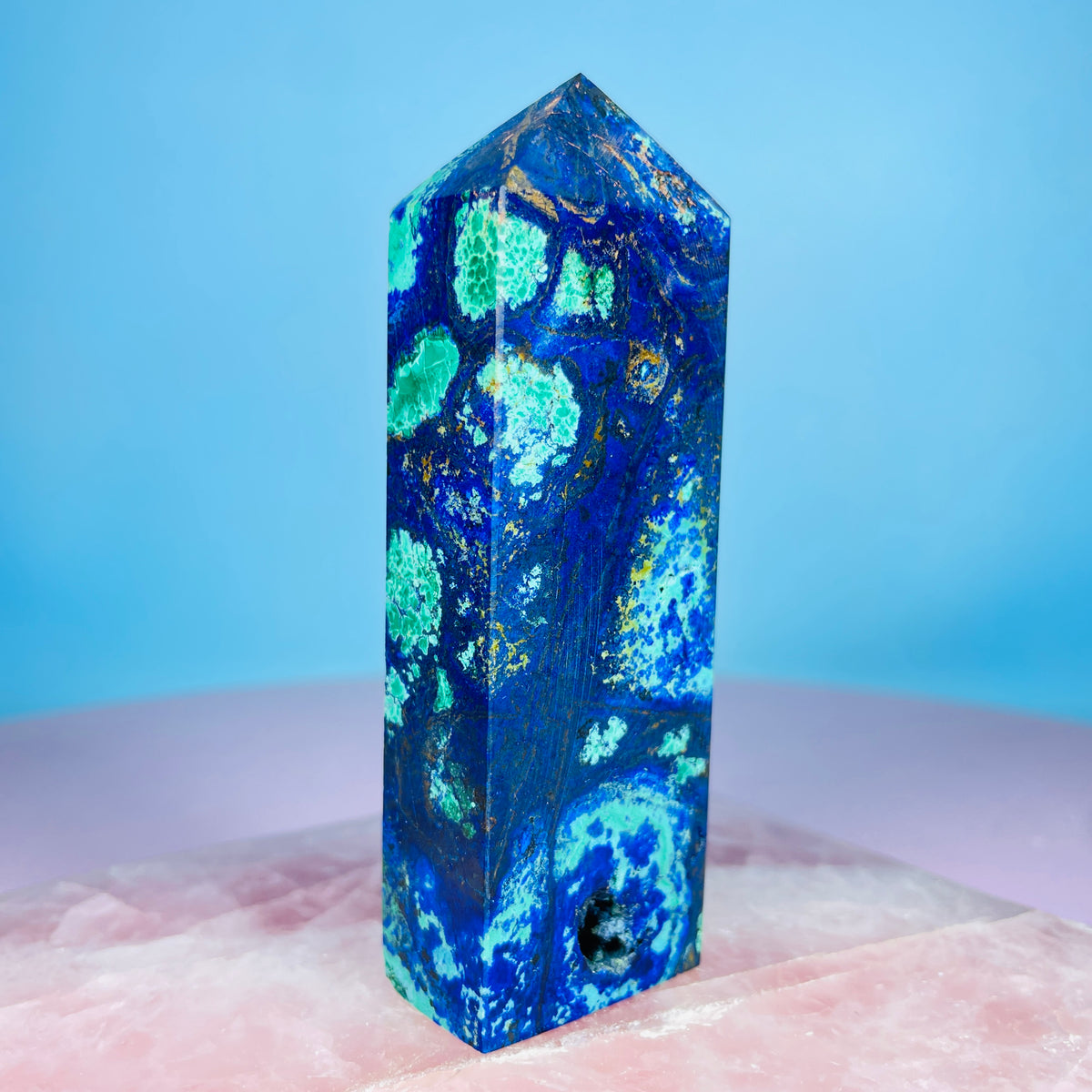 Azurite + Malachite + Chrysocolla Obelisk Medium Tower