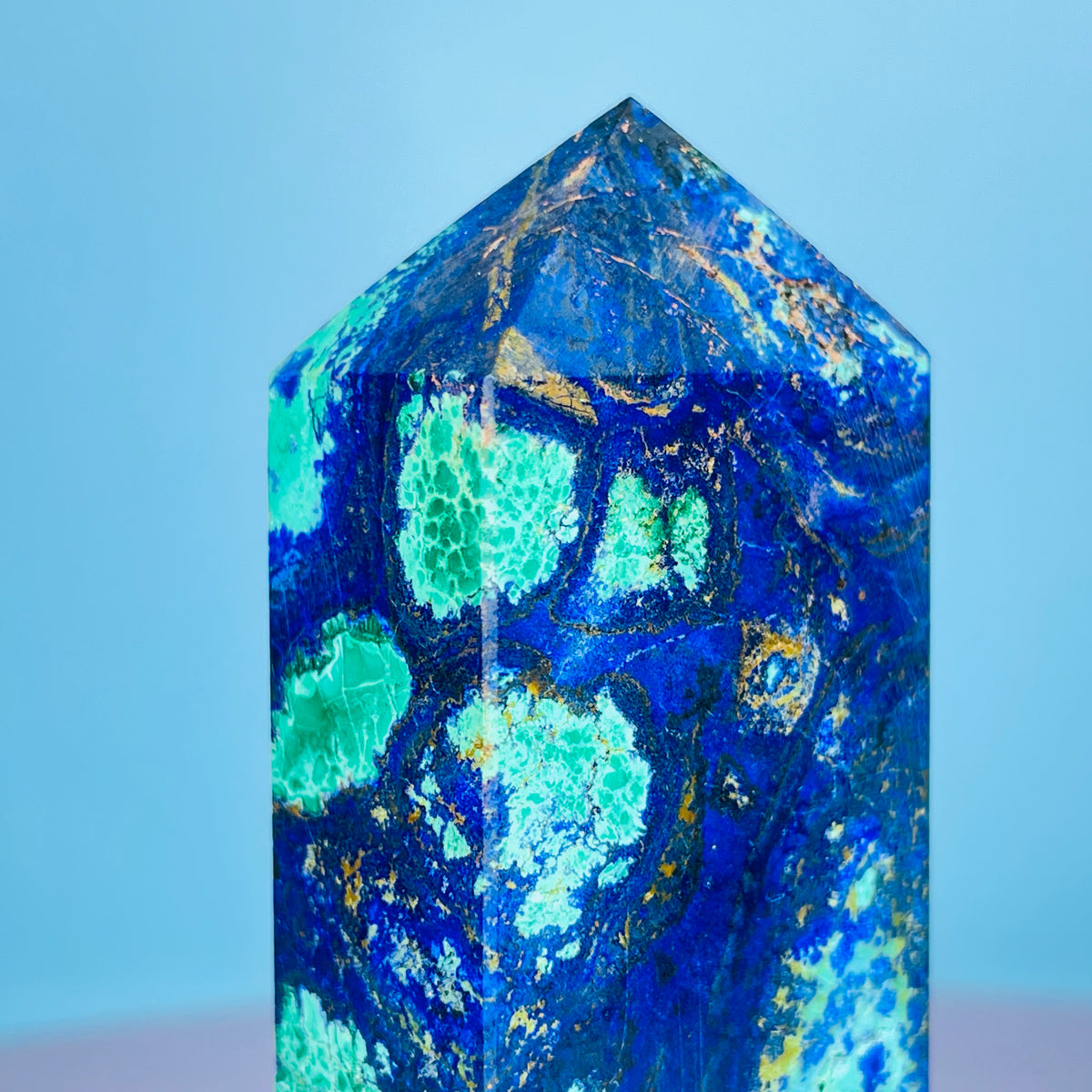 Azurite + Malachite + Chrysocolla Obelisk Medium Tower