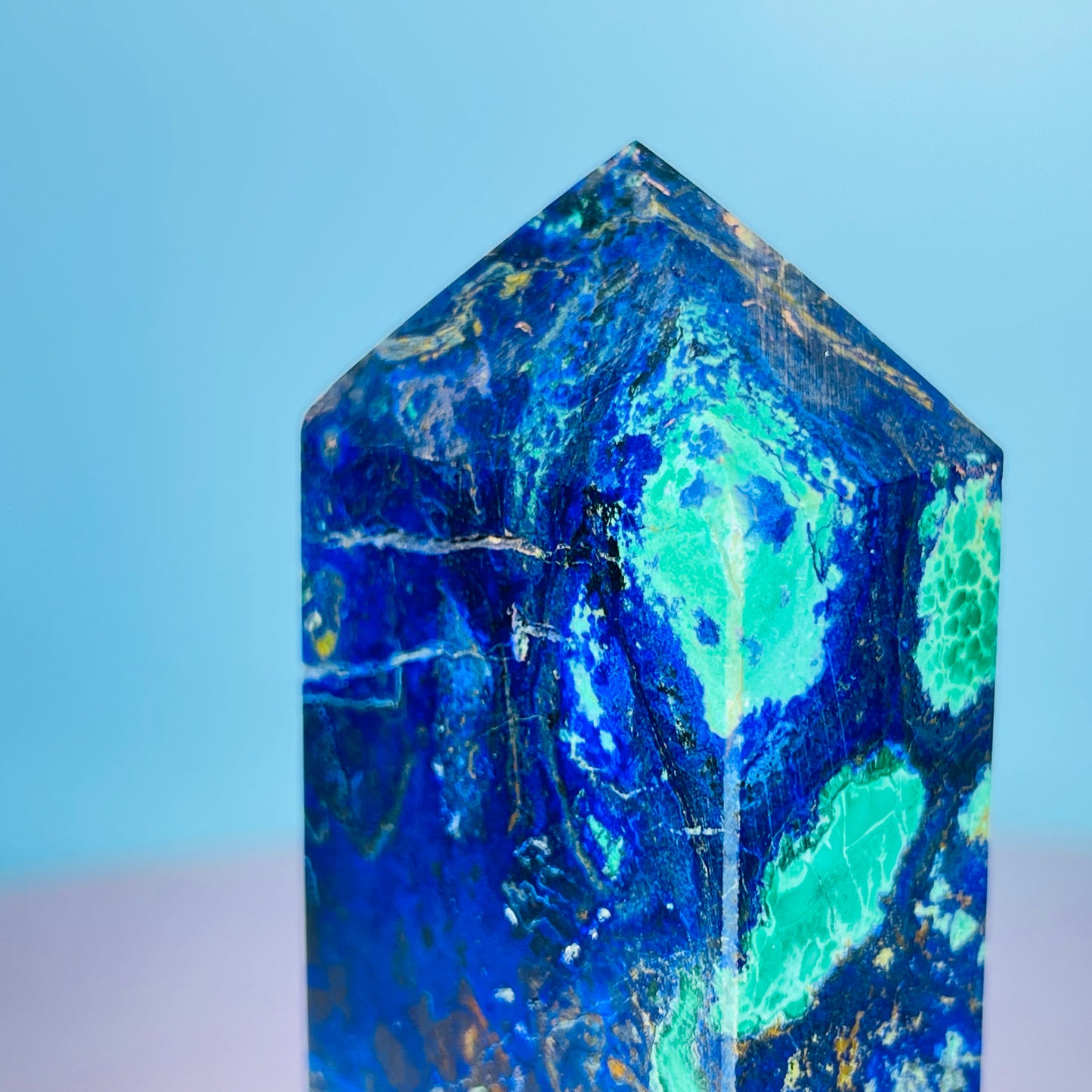 Azurite + Malachite + Chrysocolla Obelisk Medium Tower