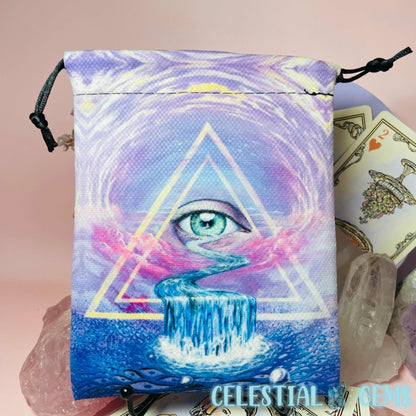 Geometric Third Eye Tarot Drawstring Bag