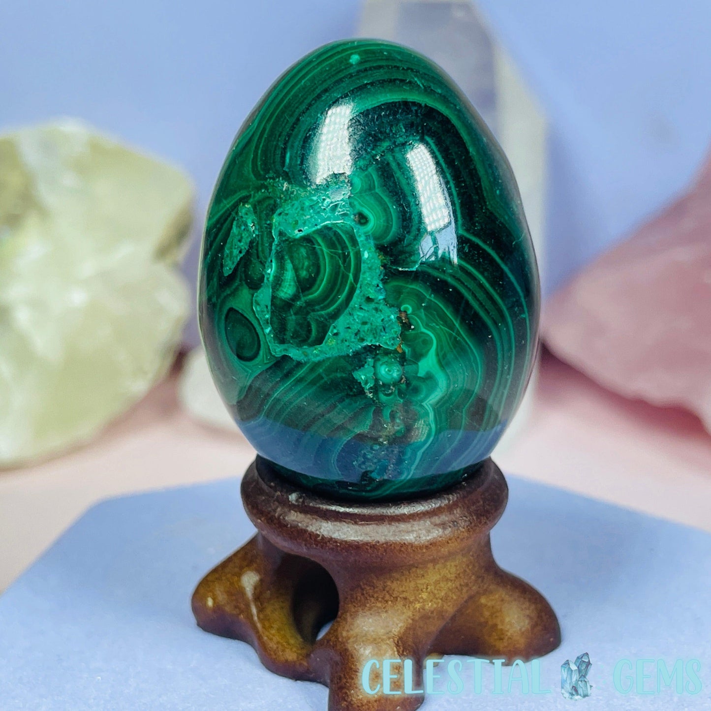 Malachite Egg Medium Carving D2