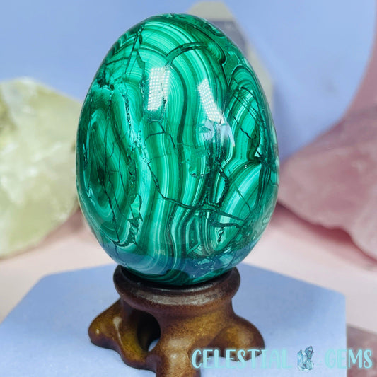 Malachite Egg Medium Carving G1