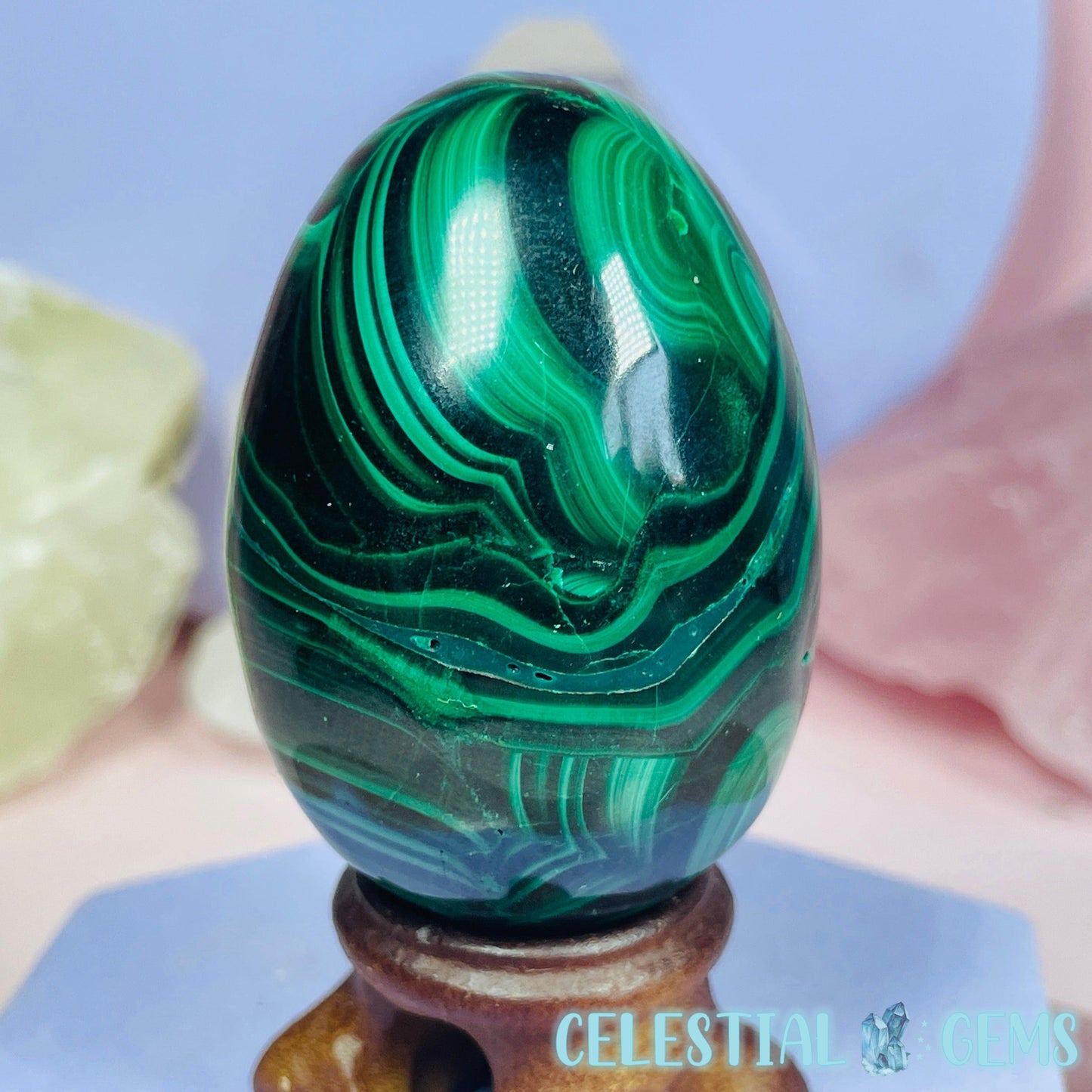 Malachite Egg Medium Carving G2
