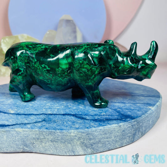 High Grade Malachite Rhinoceros Medium Carving C