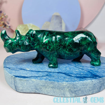 High Grade Malachite Rhinoceros Medium Carving C
