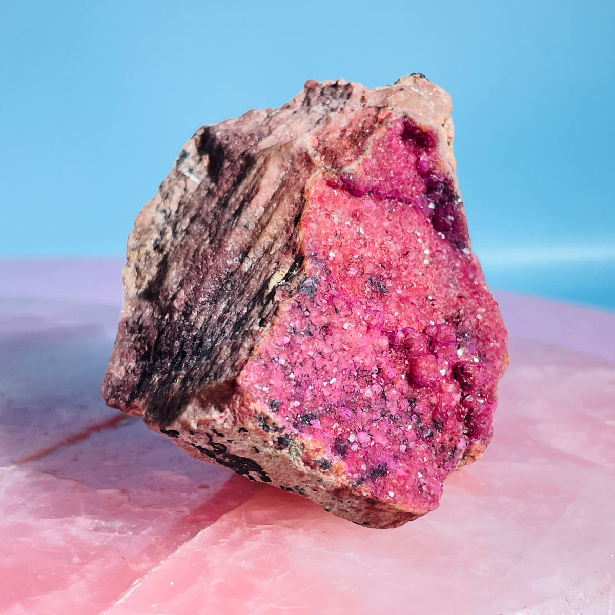 Cobaltocalcite 'Salrose' on Dolomite Raw Cluster Small Specimen (Video)
