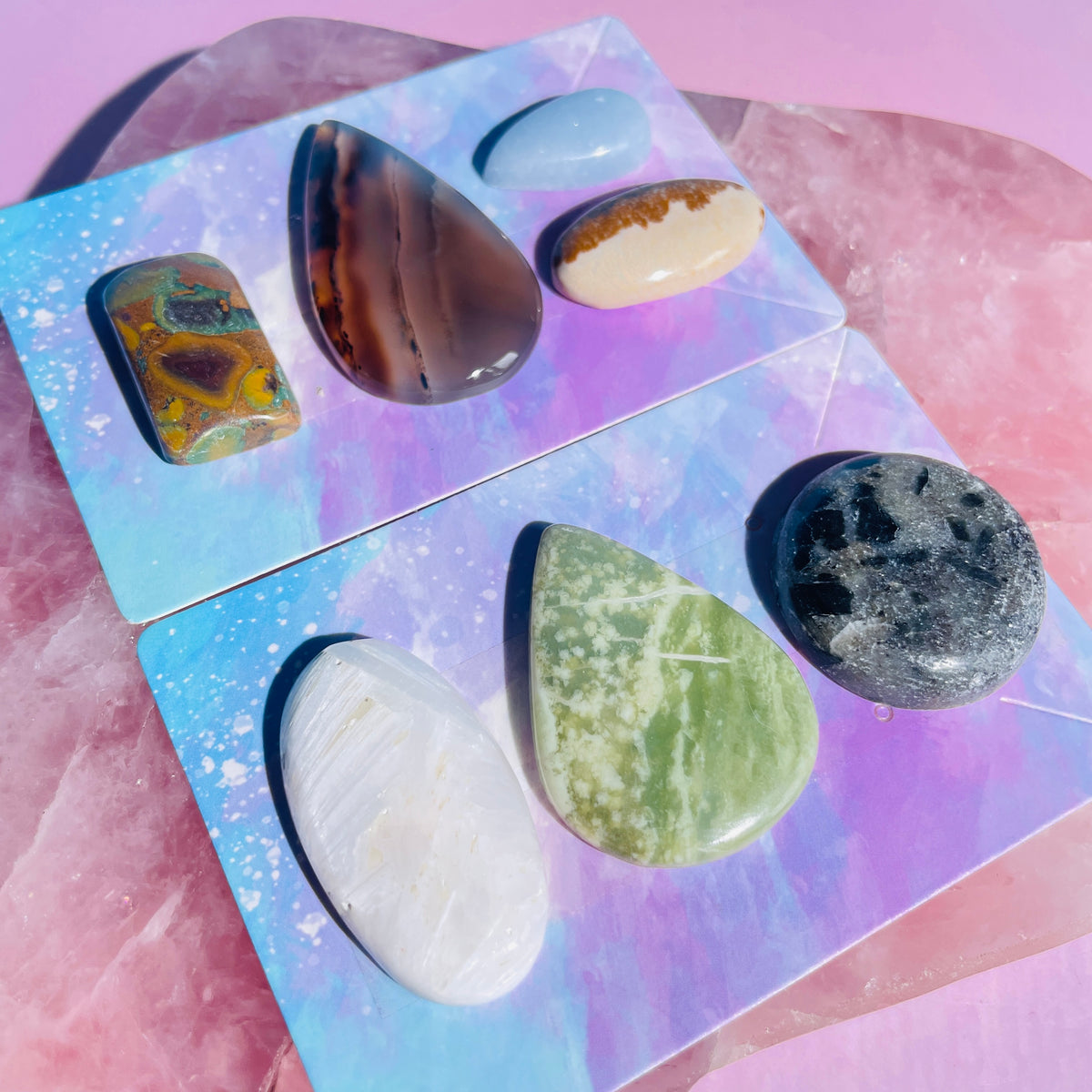 Mixed Crystal Cabochon Set of 7 (Video)