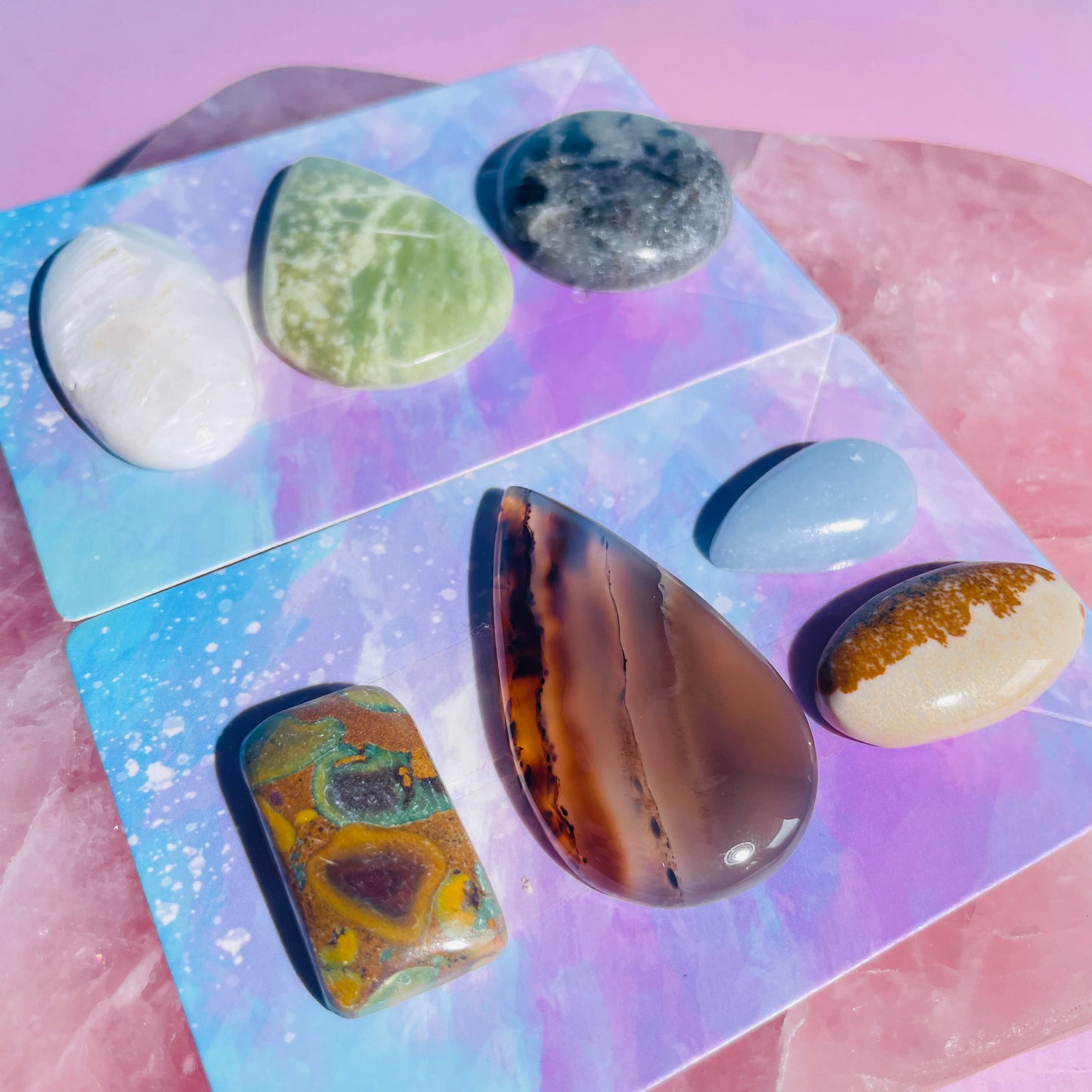 Mixed Crystal Cabochon Set of 7 (Video)