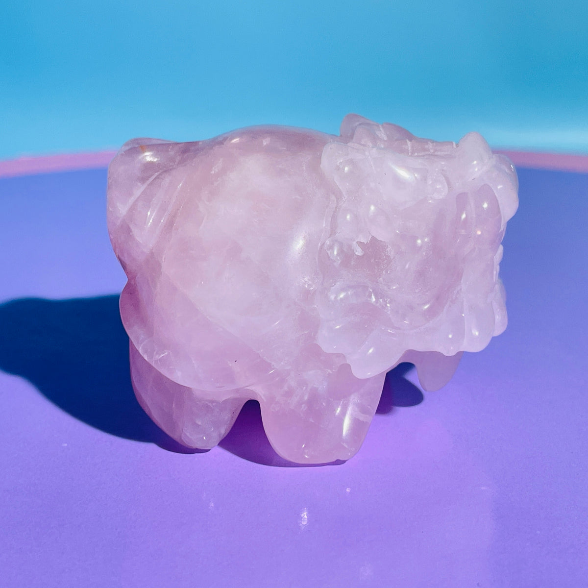 Rose Quartz 'Pixiu' Dragon Medium Carving