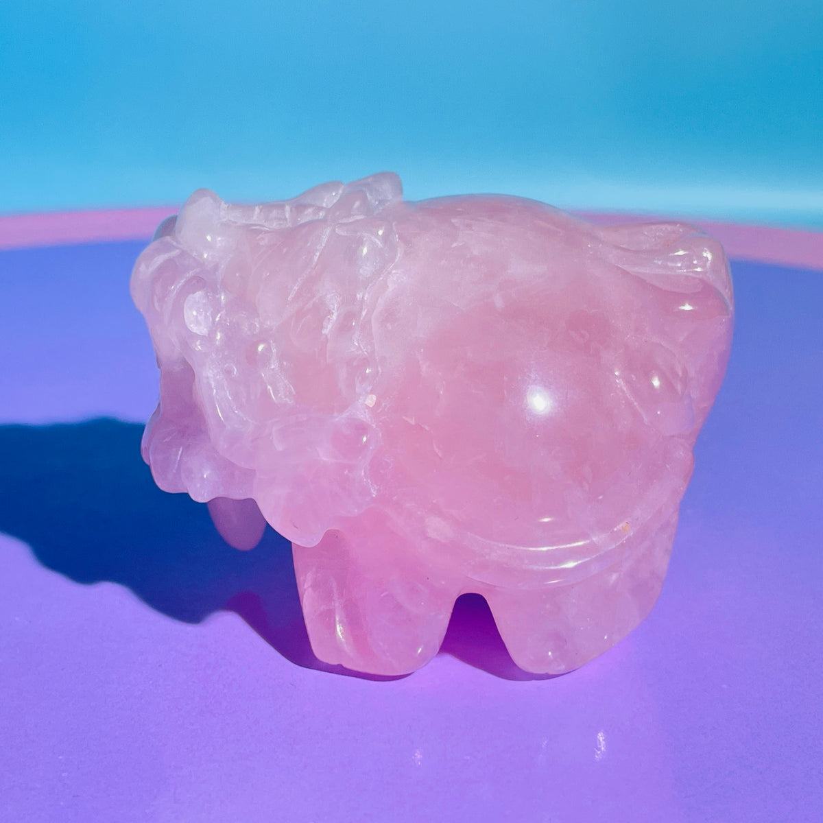 Rose Quartz 'Pixiu' Dragon Medium Carving