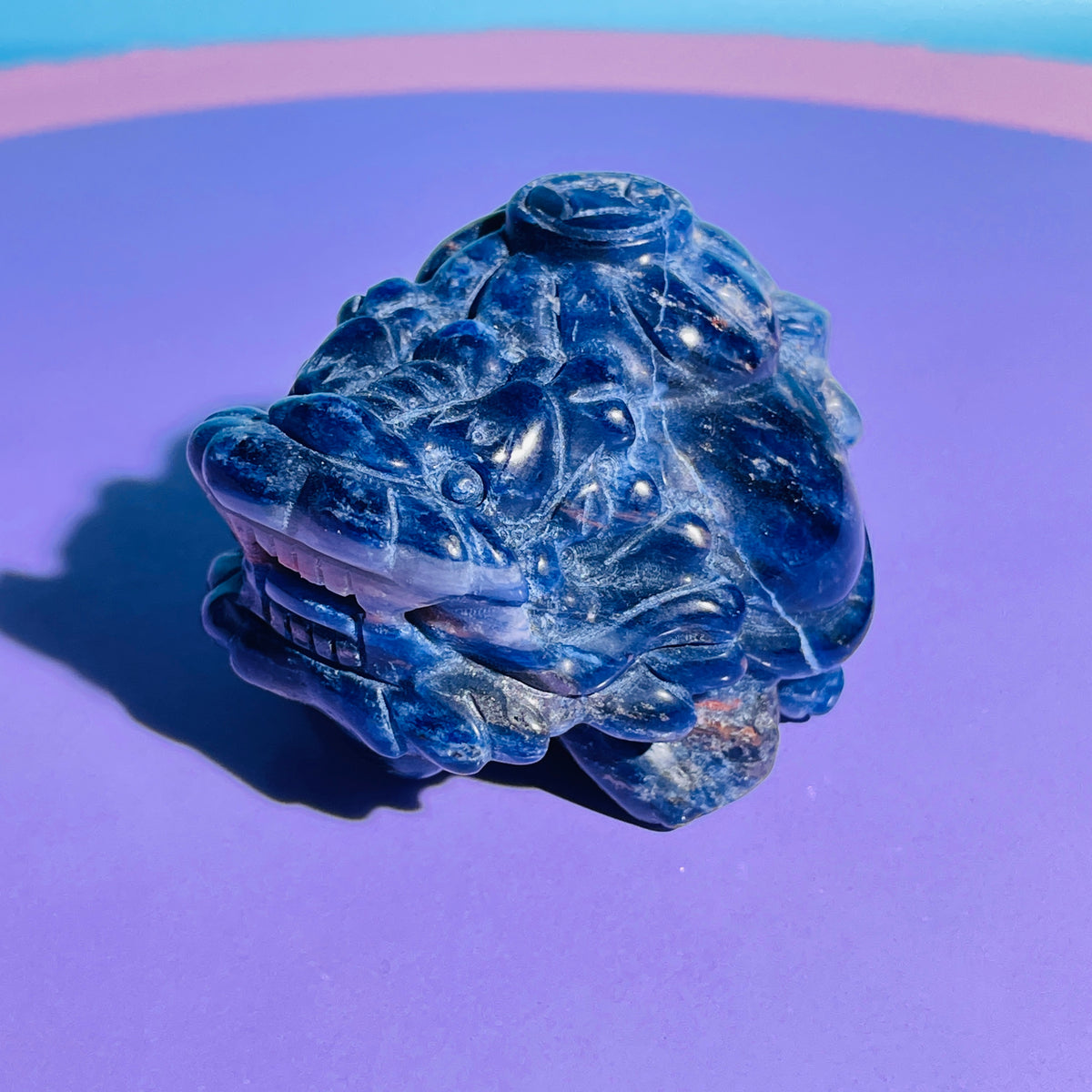 Sodalite 'Pixiu' Dragon with Money Pouch Medium Carving